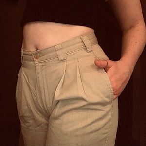 Vintage Pleated Khaki Trousers